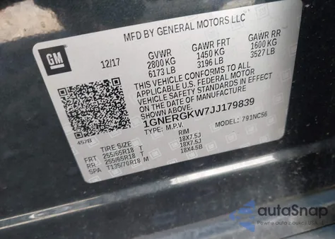 2018 Chevrolet Traverse 1Lt z USA, uszkodzony, nr VIN 1GNERGKW7JJ179839